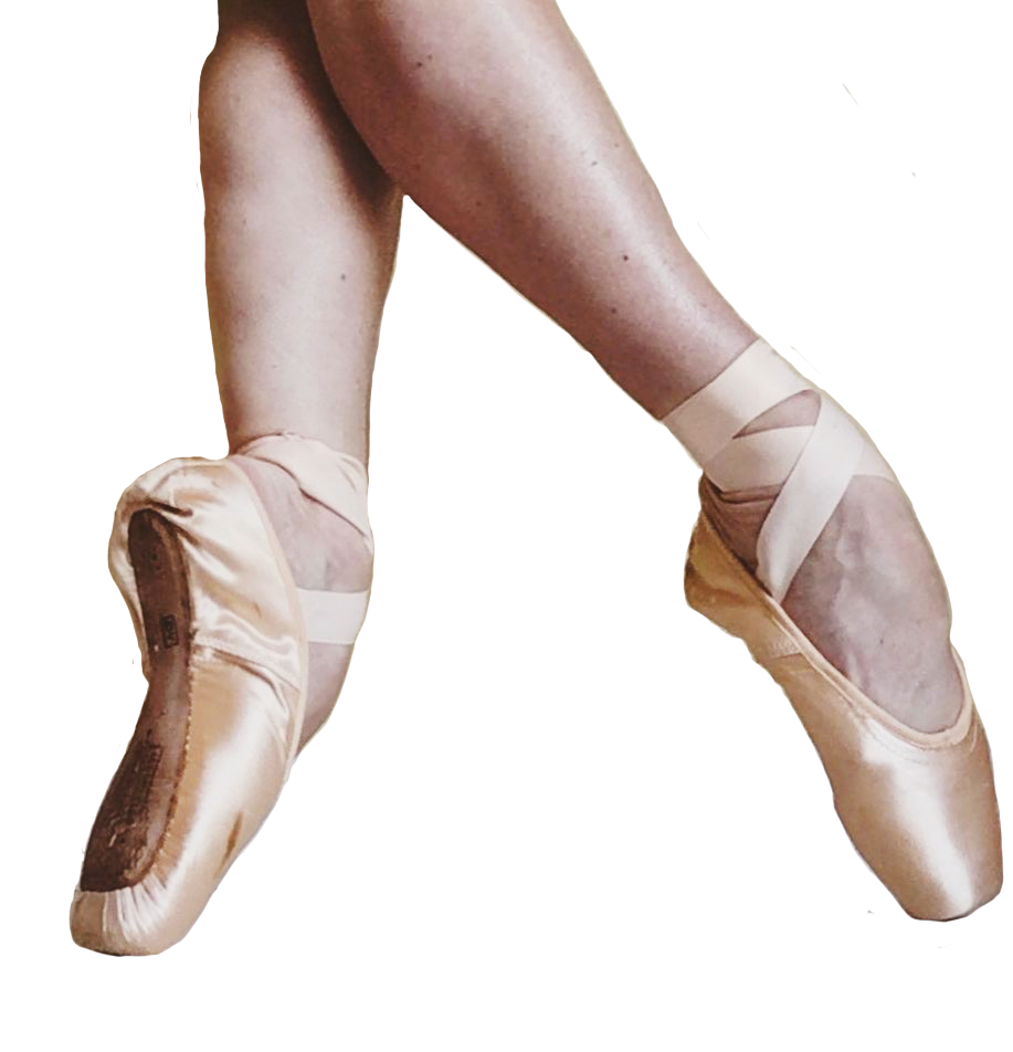 Posed feet in ballet shoes